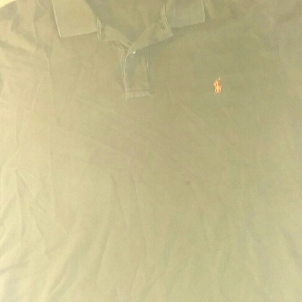 Men's olive green and orange Polo tee